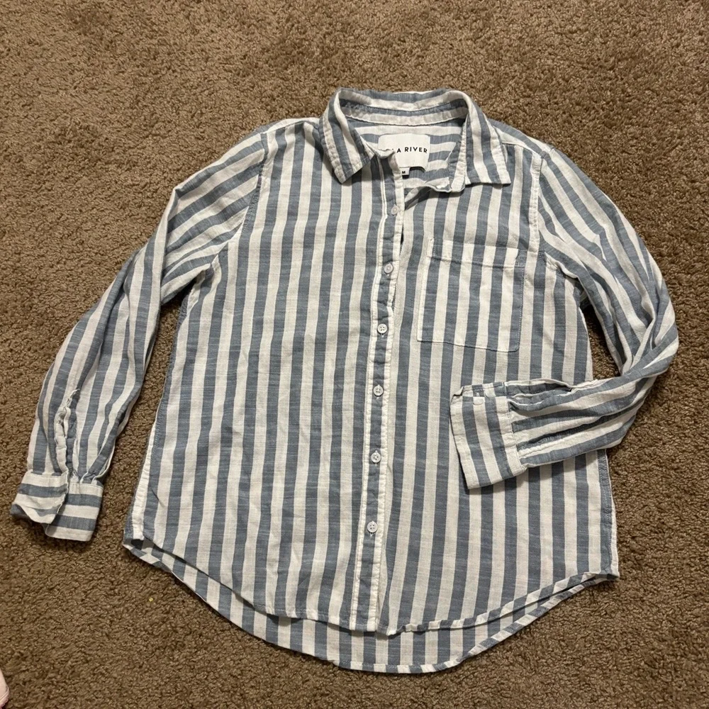 Lola River Stripe Shirt Size Medium 100% Cotton - Picture 3 of 6